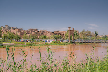 Kashgar is still possible to spot few remaining buildings of the original Old Townの写真素材