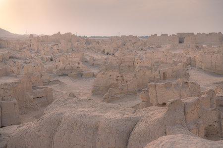 The Ruins of Jiaohe is located near Turpan City, Xinjiang, China.の写真素材