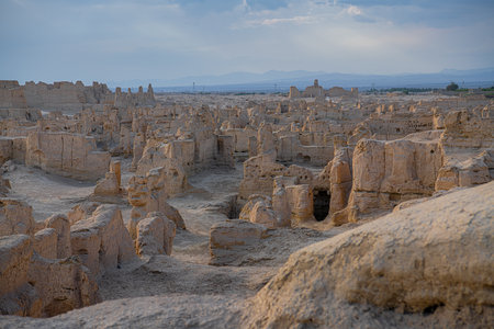 Site of Yar City Jiaohe Ruins . a famous World Heritage Sites in Turpan, Xinjiang, China.の写真素材
