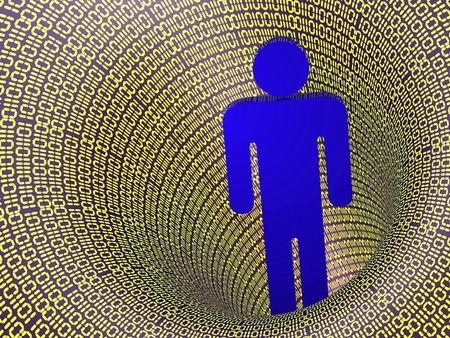 man and digital code 3dの写真素材