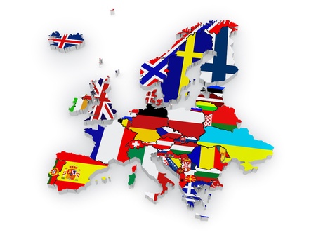 three-dimensional map of Europe  3dの写真素材