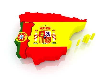 Map of Spain and Portugal  3dの写真素材