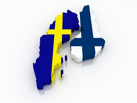 Map of Sweden and Finland  3dの写真素材