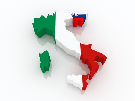 Map of Italy and Slovenia  3dの写真素材
