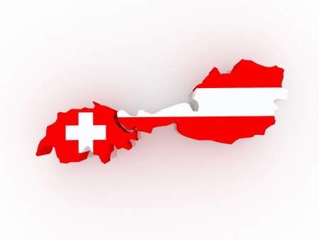 Map of Austria and Switzerland  3dの写真素材