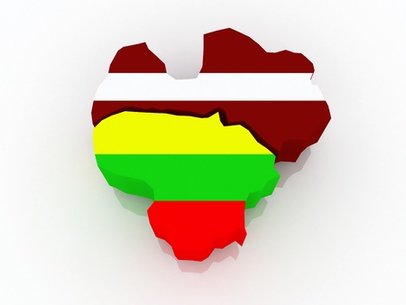 Map of Latvia and Lithuania  3dの写真素材
