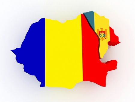 Map of Romania and Moldova  3dの写真素材