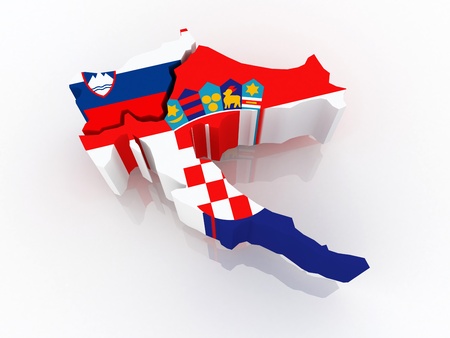 Map of Slovenia and Croatia  3dの写真素材
