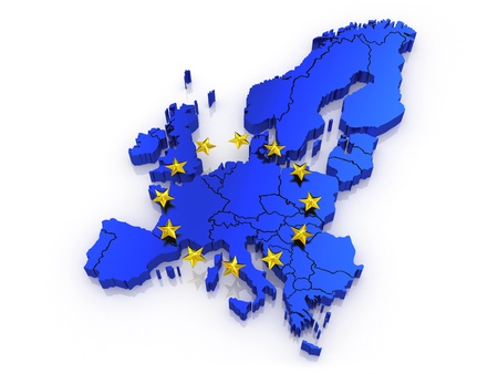 three-dimensional map of Europe  3dの写真素材