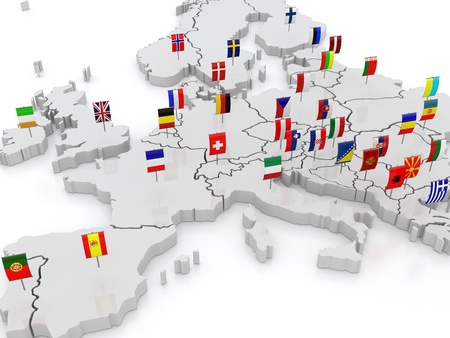 three-dimensional map of Europe  3dの写真素材