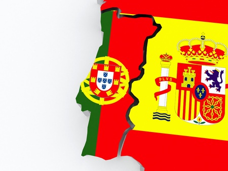 Map of Portugal and Spain. 3dの写真素材