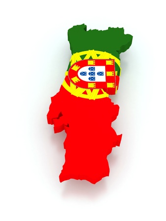 Three-dimensional map of Portugal. 3dの写真素材