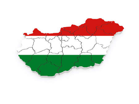 Three-dimensional map of Hungary. 3dの写真素材