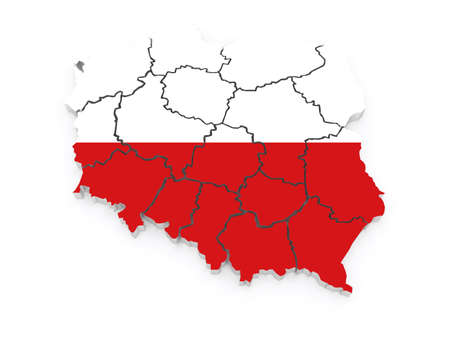Three-dimensional map of Poland. 3dの写真素材