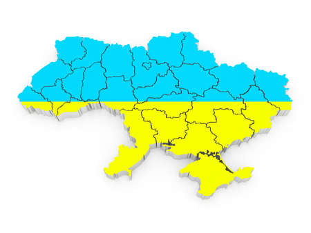 Three-dimensional map of Ukraine. 3dの写真素材