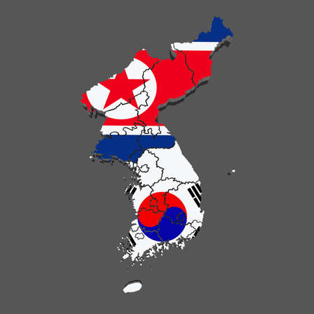 Map of South and North Korea. 3dの写真素材