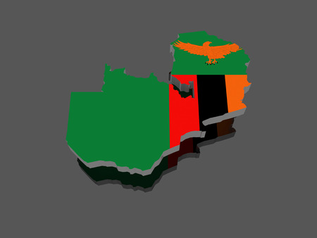 Map of Zambia. 3dの写真素材