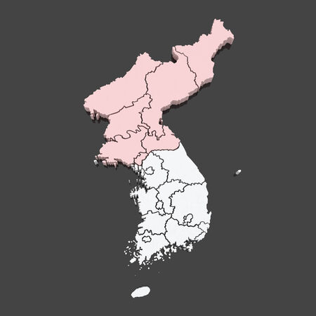 Map of South and North Korea. 3dの写真素材