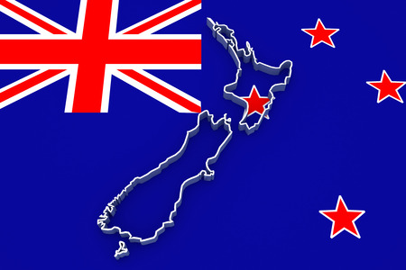 Three-dimensional map of New Zealand. 3dの写真素材