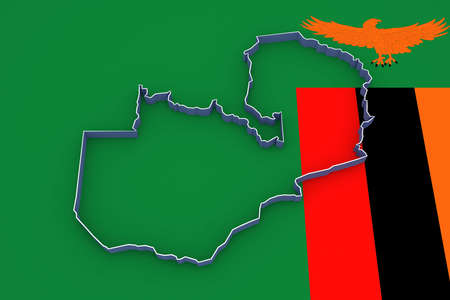 Map of Zambia. 3dの写真素材