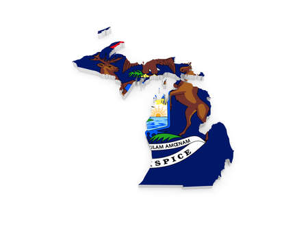 Three-dimensional map of Michigan. USA. 3dの写真素材