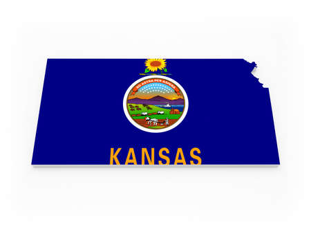 Three-dimensional map of Kansas. USA. 3dの写真素材