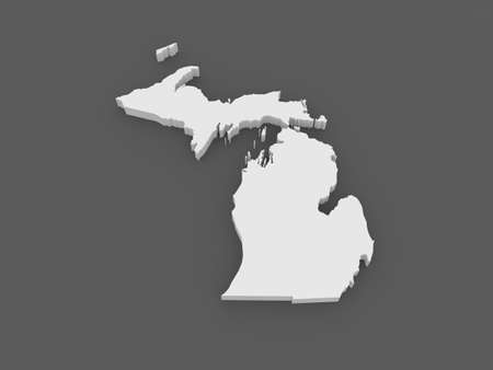 Three-dimensional map of Michigan. USA. 3dの写真素材