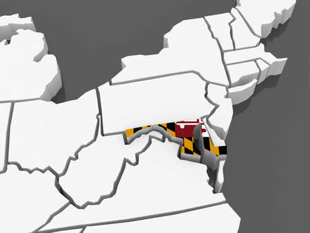 Three-dimensional map of Maryland. USA. 3dの写真素材