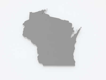 Three-dimensional map of Wisconsin. USA. 3dの写真素材