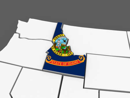 Three-dimensional map of Idaho. USA. 3dの写真素材