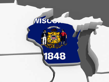Three-dimensional map of Wisconsin. USA. 3dの写真素材