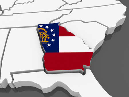 Three-dimensional map of Georgia. USA. 3dの写真素材