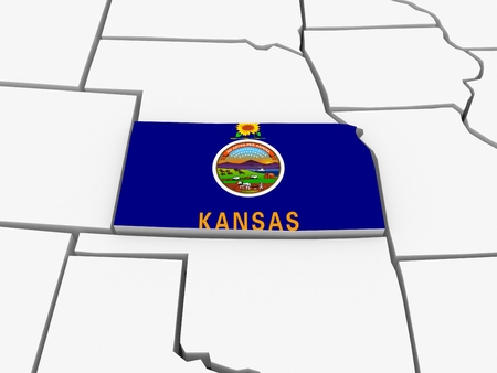 Three-dimensional map of Kansas. USA. 3dの写真素材