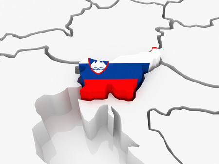 Map of Europe and Slovenia. 3dの写真素材