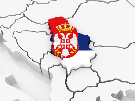 Map of Europe and Serbia. 3dの写真素材