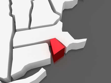 Three-dimensional map of Rhode Island, USAの写真素材