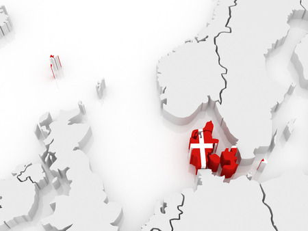 Map of Europe and Denmarkの写真素材