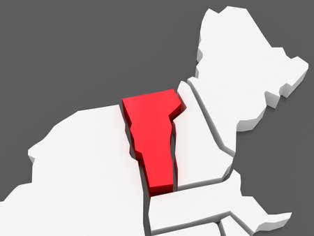 Three-dimensional map of Vermont, USAの写真素材