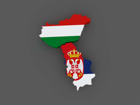 Hungary and Serbia. map. 3dの写真素材