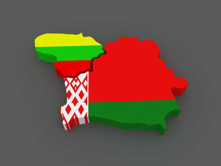Lithuania and Belarus. map. 3dの写真素材