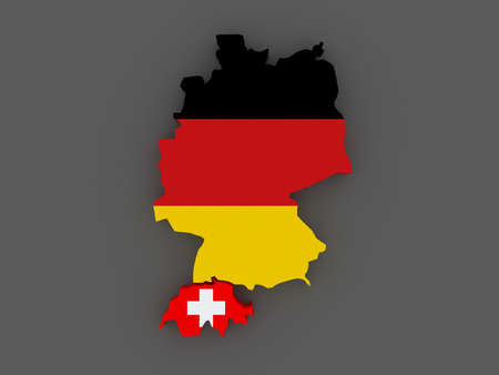 Germany and Switzerland. map. 3dの写真素材