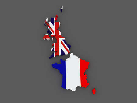 Britain and France. map. 3dの写真素材