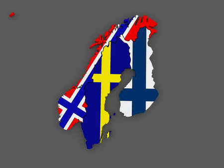 Scandinavia. Sweden, Norway and Finland. map. 3dの写真素材