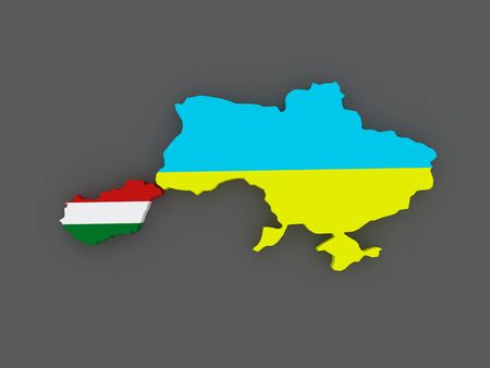 Hungary and Ukraine. map. 3dの写真素材