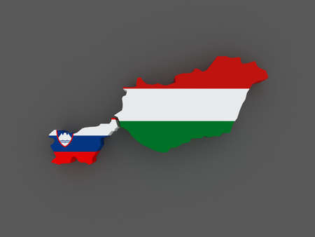 Slovenia and Hungary. map. 3dの写真素材
