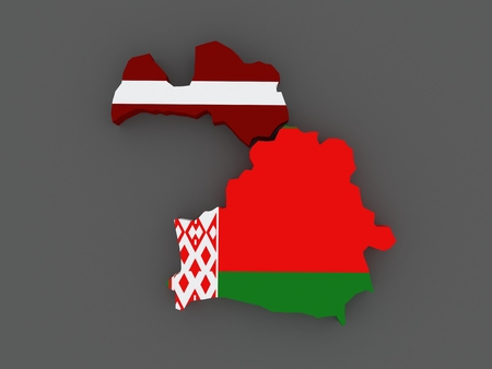 Latvia and Belarus. map. 3dの写真素材