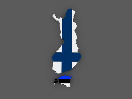 Finland and Estonia. map. 3dの写真素材