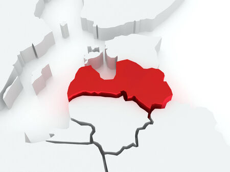 Map of Europe and Latvia. 3dの写真素材