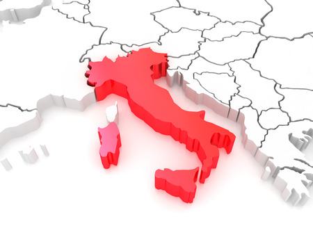 Map of Europe and Italy. 3dの写真素材
