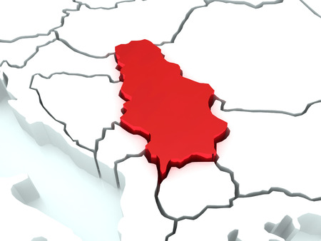 Map of Europe and Serbia. 3dの写真素材